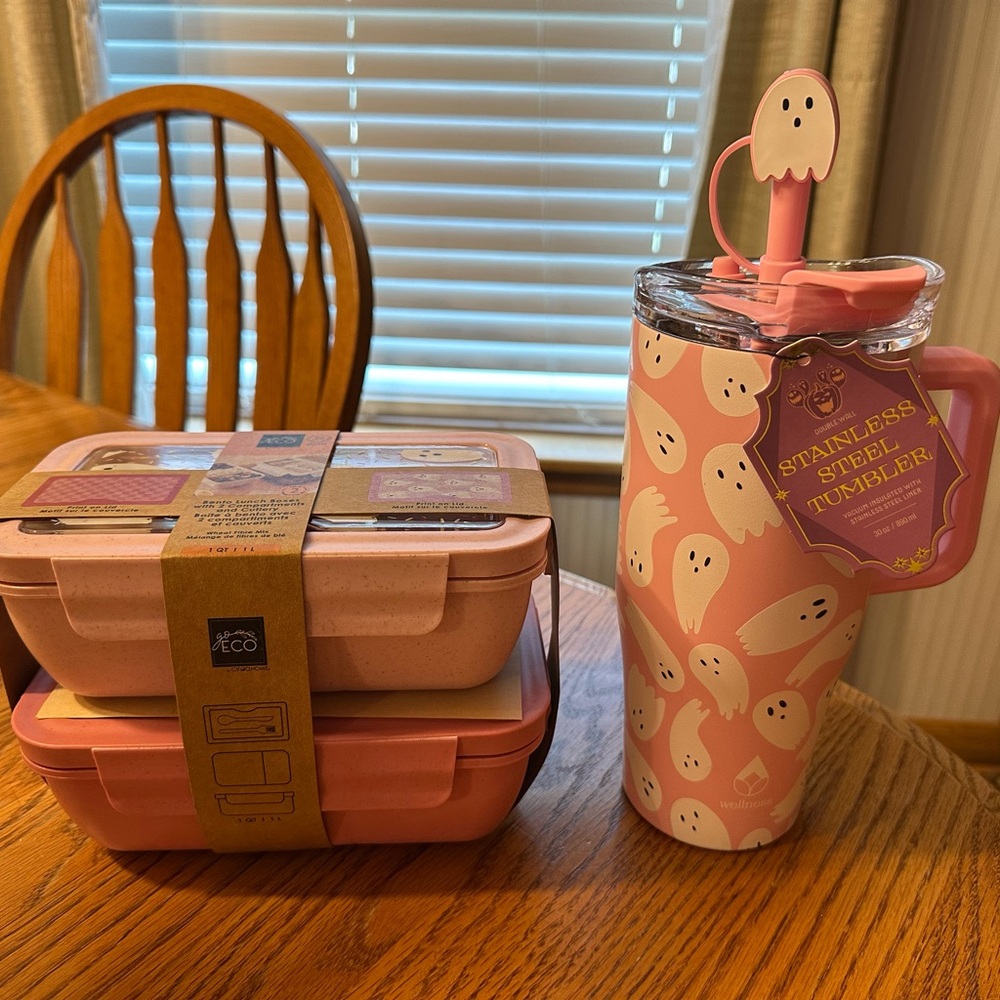 Pink Ghost 30oz Stainless Steel Tumbler and Lunch Box Set